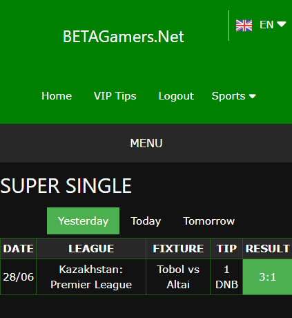 vip bet won ticket